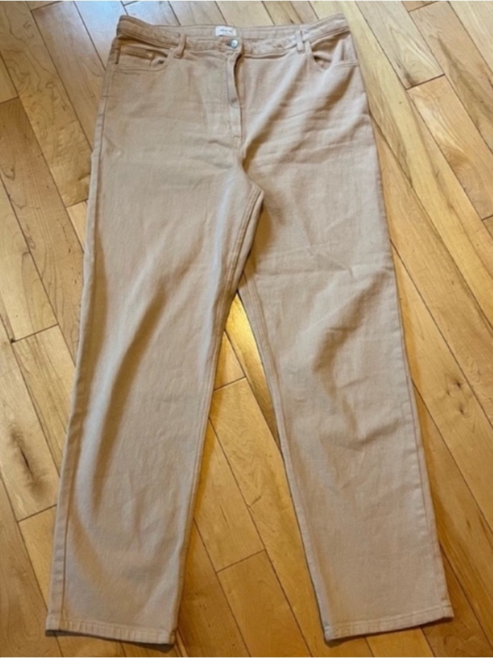 Wilfred Free Melina Twill tan high rise straight leg pants size fourteen (14)